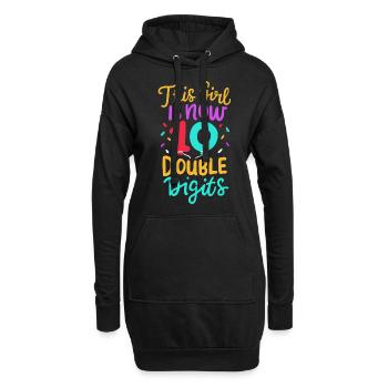 10e anniversaire enfant fille - Sweat-shirt à capuche long Femme - noir - Devant