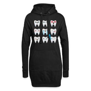 Dentiste, cabinet dentaire, dents - Sweat-shirt à capuche long Femme - noir - Devant