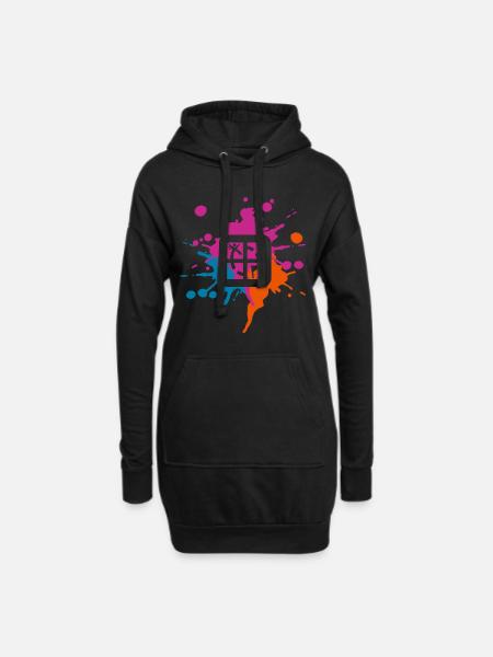 Geocaching Farbiger Klecks - Hoodie-Kleid - Schwarz