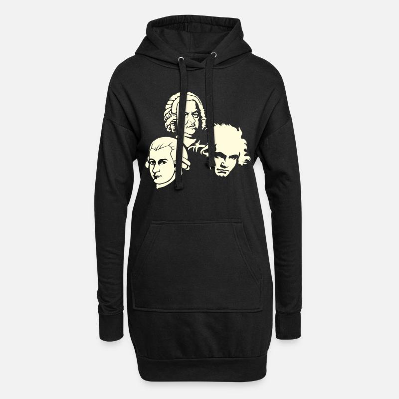Beethoven Bach Mozart - Hoodie-Kleid - Schwarz