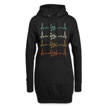 Impulsion ECG de battement de coeur de musique - Sweat-shirt à capuche long Femme - noir - Devant