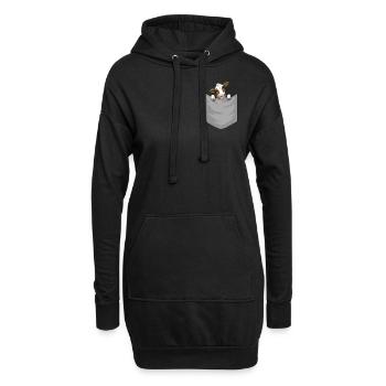 Vache dans la poche de poitrine - Sweat-shirt à capuche long Femme - noir - Devant