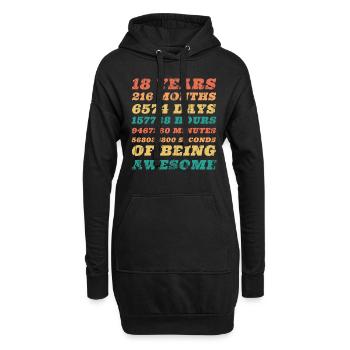 18. Geburtstag - Hoodie-Kleid - Schwarz - Vorne