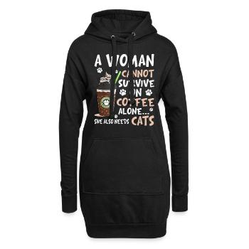 A Woman Cannot Survive On Coffee Alone - Hoodie-Kleid - Schwarz - Vorne