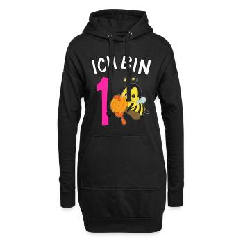 1er anniversaire mignon abeille cadeau sauvage - Sweat-shirt à capuche long Femme - noir - Devant