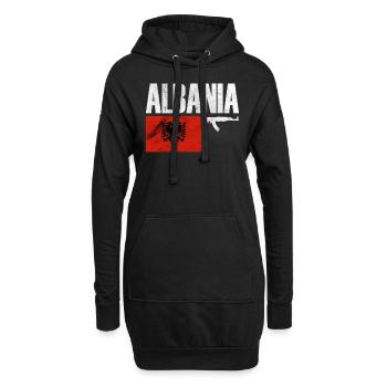 Albania Fighter, Proud Albania Flag, Albania - Hoodie-Kleid - Schwarz - Vorne