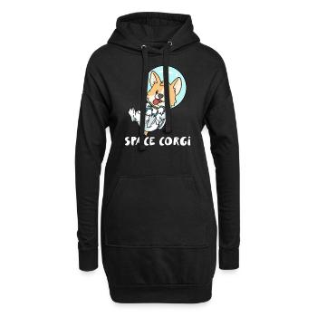 Space Corgi - Hoodie-Kleid - Schwarz - Vorne