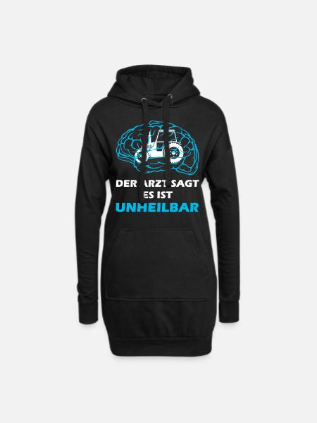Der Arzt sagt es ist unheilbar Traktor - Hoodie-Kleid - Schwarz