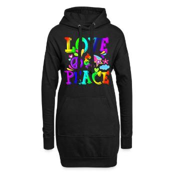 Hippie Love Peace Flower Power Friedensbewegung - Hoodie-Kleid - Schwarz - Vorne