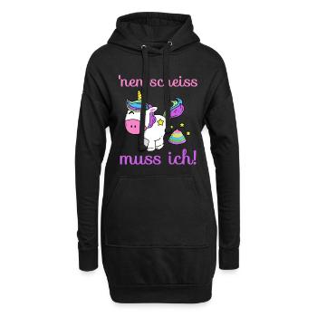 Einhorn - 'nen scheiss muss ich! - Hoodie-Kleid - Schwarz - Vorne