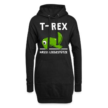 T-Rex hasst Liegestütze - Dinosaurier - Hoodie-Kleid - Schwarz - Vorne