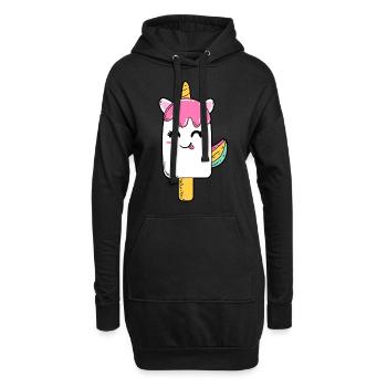 Einhorn Eis - Sommer - Hoodie-Kleid - Schwarz - Vorne