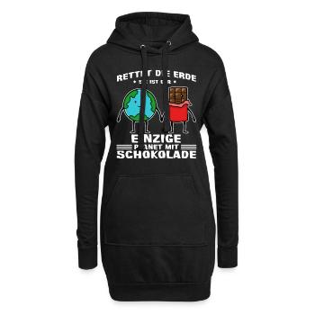 Rettet die Erde einzige Planet mit Schokolade - Hoodie-Kleid - Schwarz - Vorne