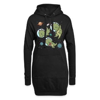 Space Dinosaur - Hoodie-Kleid - Schwarz - Vorne