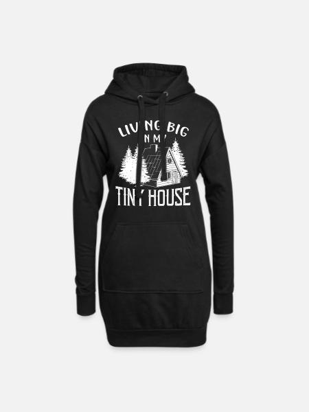 Living big in my Tiny House - Hoodie-Kleid - Schwarz