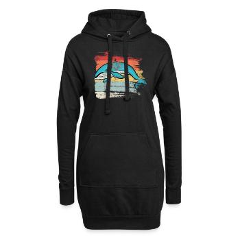 Retro Wal - Hoodie-Kleid - Schwarz - Vorne