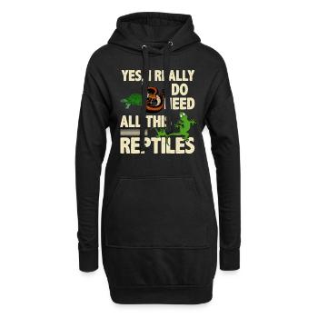 Gecko Eidechse - Hoodie-Kleid - Schwarz - Vorne