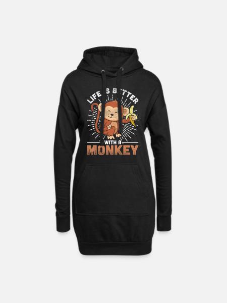 monkey - Hoodie Dress - black