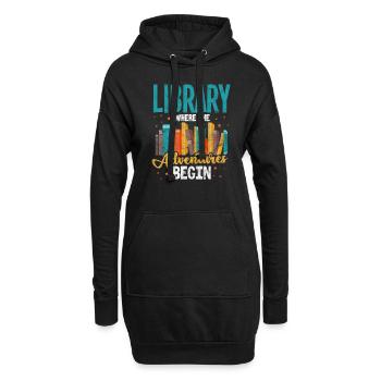 Bibliothek Bücher Lesen Buch Leseratte Geschenk - Hoodie-Kleid - Schwarz - Vorne