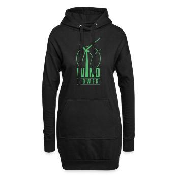 Windkraftanlage - Hoodie-Kleid - Schwarz - Vorne