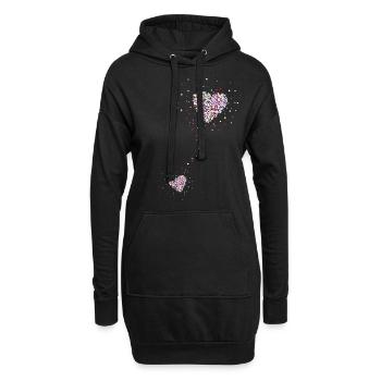 Maman enceinte, maman, deux coeurs, deux coeurs - Sweat-shirt à capuche long Femme - noir - Devant