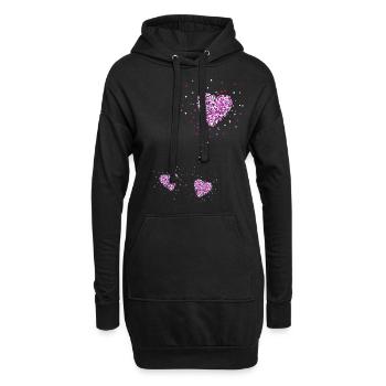 Maman jumelle, maman, jumeaux, coeur - Sweat-shirt à capuche long Femme - noir - Devant