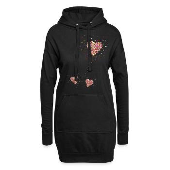 Maman jumelle, maman, jumeaux, coeur - Sweat-shirt à capuche long Femme - noir - Devant