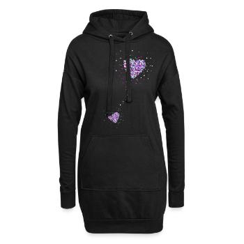 Maman enceinte, maman, deux coeurs, deux coeurs - Sweat-shirt à capuche long Femme - noir - Devant