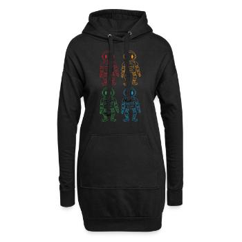 Roboter - Hoodie-Kleid - Schwarz - Vorne