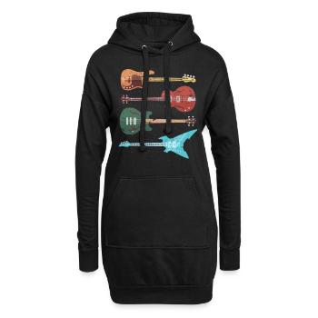 Musique rock guitare basse - Sweat-shirt à capuche long Femme - noir - Devant
