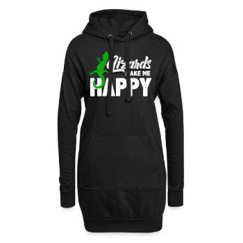 Gecko Eidechse - Hoodie-Kleid - Schwarz - Vorne