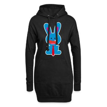 Un lapin de bureau bleu dent avec une cravate paniquée - Sweat-shirt à capuche long Femme - noir - Devant