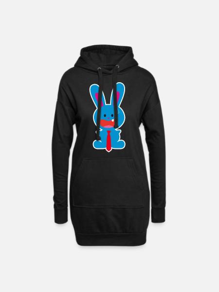 Ein Zahn blauer Büro Hase mit Krawatte in Panik - Hoodie-Kleid - Schwarz