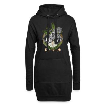 Elegante hawaiianische Zebra-Liebhaber-Blatt-Blumensavanne - Hoodie-Kleid - Schwarz - Vorne
