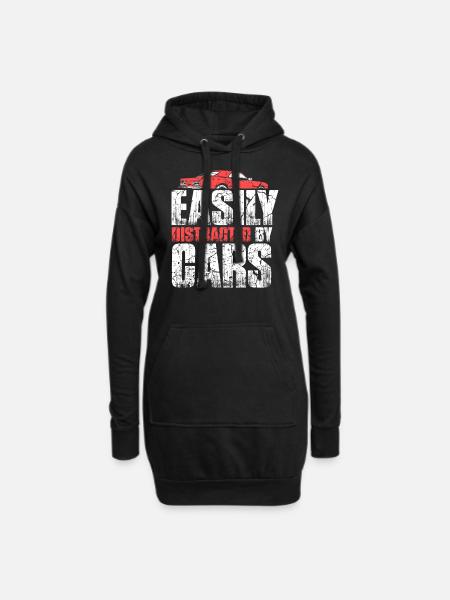 Leicht abzulenken von Autos - Hoodie-Kleid - Schwarz