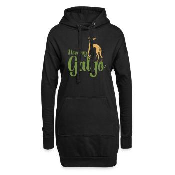 J'aime mon galgo - Sweat-shirt à capuche long Femme - noir - Devant