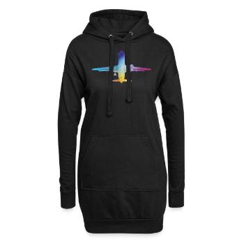 Flugzeug - Hoodie-Kleid - Schwarz - Vorne