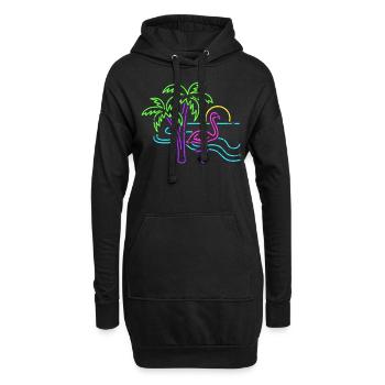 Animaux flamants roses - Sweat-shirt à capuche long Femme - noir - Devant