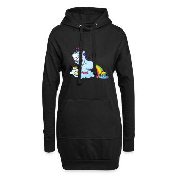 Papier toilette licorne arc-en-ciel poney magique - Sweat-shirt à capuche long Femme - noir - Devant