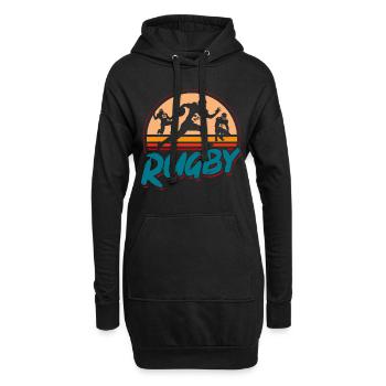Rugby, Rugbyspieler - Vintage - Hoodie-Kleid - Schwarz - Vorne