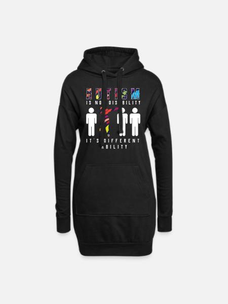 Autismus - Hoodie-Kleid - Schwarz