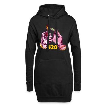 Weed Hand Joint für Haschisch florist 420 - Hoodie-Kleid - Schwarz - Vorne