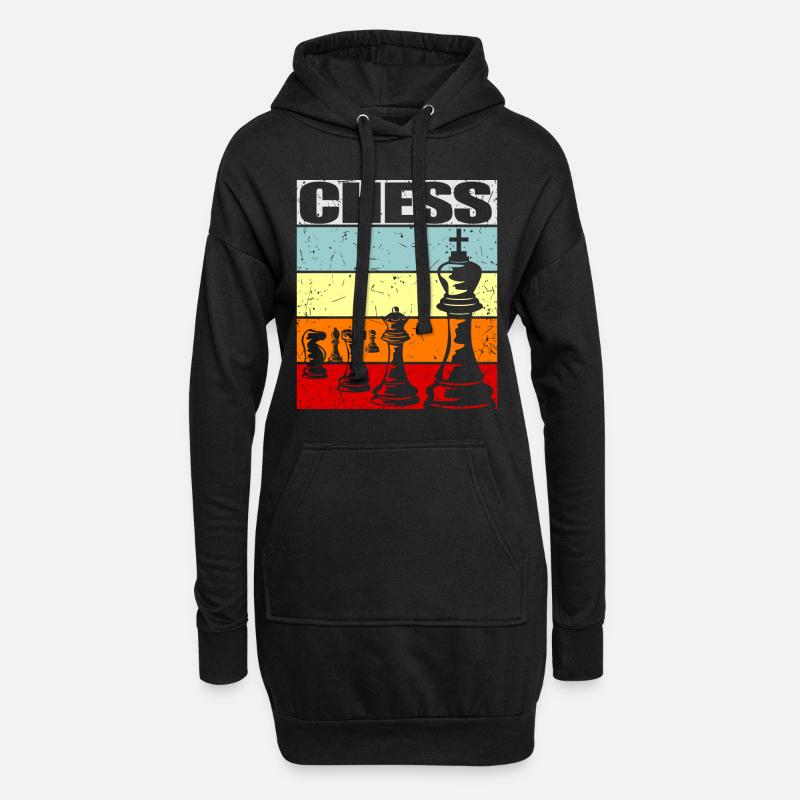 Schach - Hoodie-Kleid - Schwarz