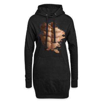 Sixpack Sport Fitness lustig Fun - Hoodie-Kleid - Schwarz - Vorne