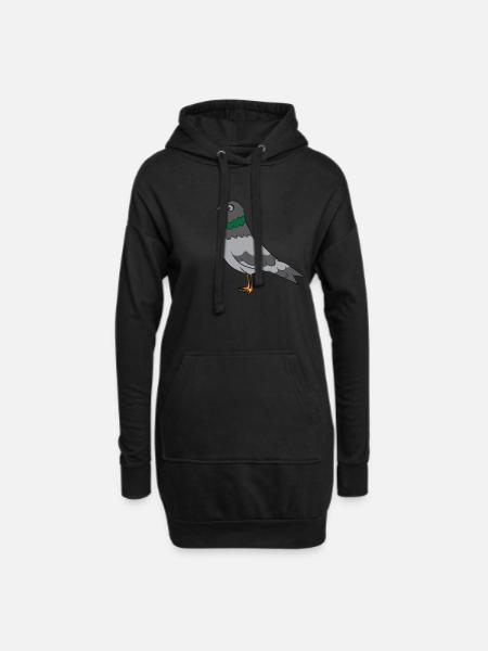 Taube - Coole Taube mit Sonnenbrille - Hoodie-Kleid - Schwarz