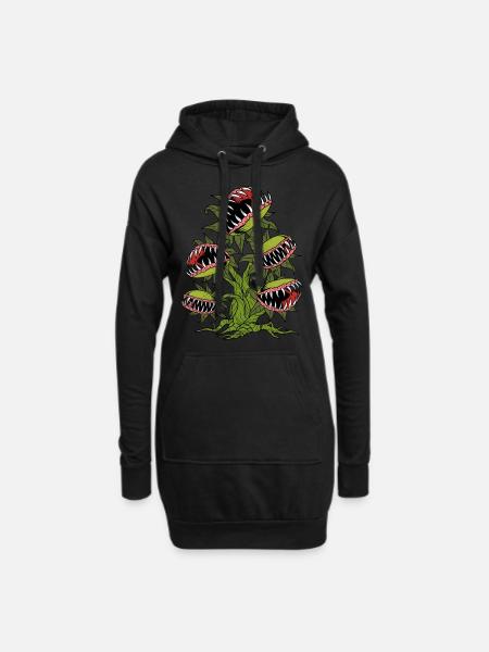 Venus Fliegenfalle Shirt Fleischfressende Pflanze - Hoodie-Kleid - Schwarz