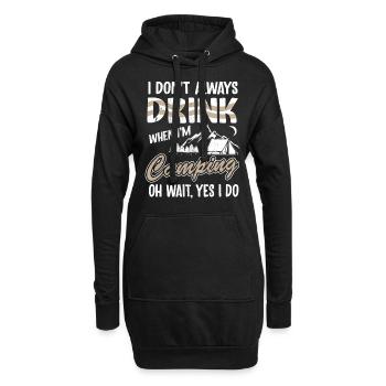 Camper Camping Alcohol Wine Amateurs de bière Cadeau - Sweat-shirt à capuche long Femme - noir - Devant