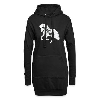 Cheval "sauvage et libre" - Sweat-shirt à capuche long Femme - noir - Devant