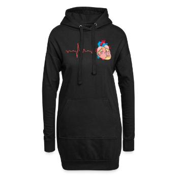 Herzanatomie Kardiologen Hemd - Hoodie-Kleid - Schwarz - Vorne