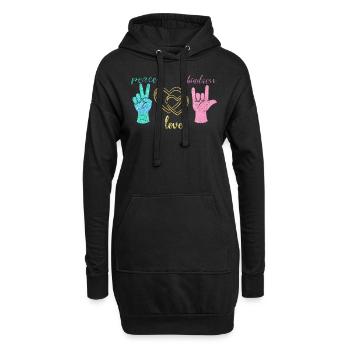 Frieden Liebe Harmonie - Hoodie-Kleid - Schwarz - Vorne